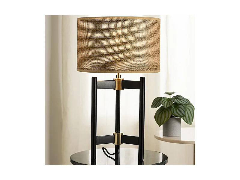 Lampe à poser en métal Noir et abat-jour Beige H 51 cm