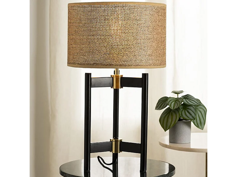 Lampe à poser en métal Noir et abat-jour Beige H 51 cm