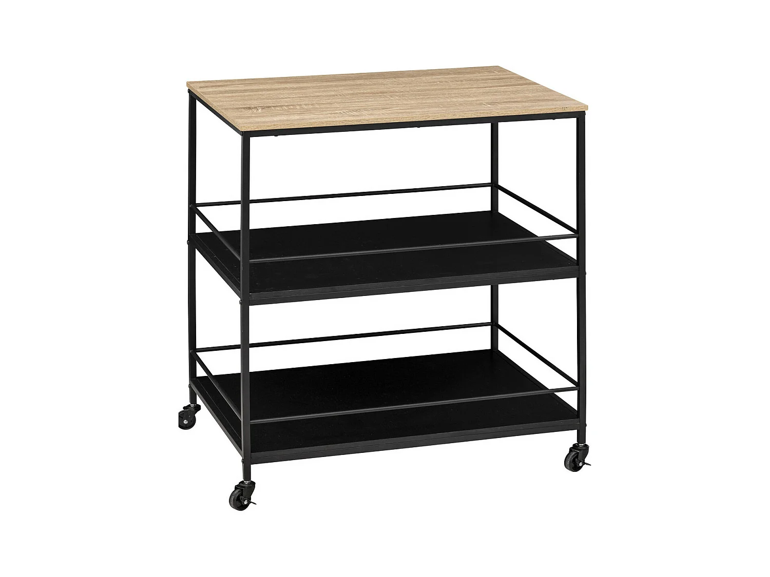 Desserte de Cuisine 3 Niveaux "Aliaj" 88cm Noir