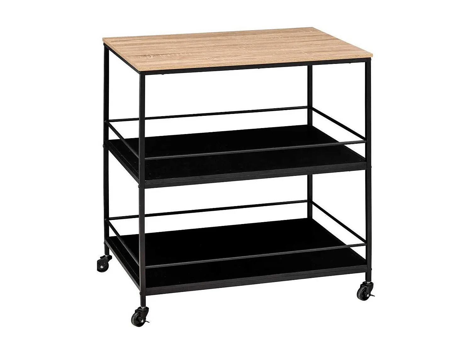 Desserte de Cuisine 3 Niveaux "Aliaj" 88cm Noir