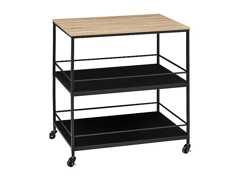 Desserte de Cuisine 3 Niveaux "Aliaj" 88cm Noir