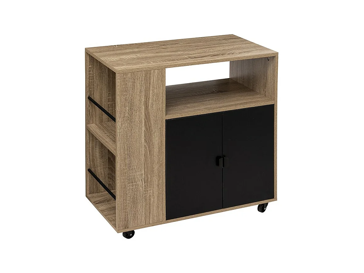 Desserte de Cuisine 2 Portes "Aliaj" 80cm Beige & Noir