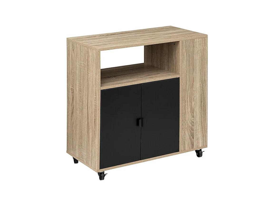 Desserte de Cuisine 2 Portes "Aliaj" 80cm Beige & Noir