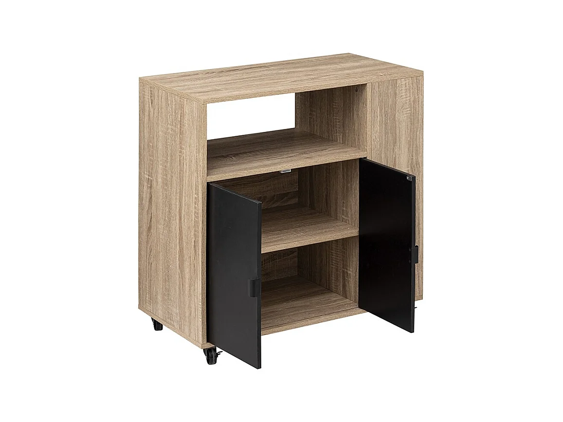 Desserte de Cuisine 2 Portes "Aliaj" 80cm Beige & Noir