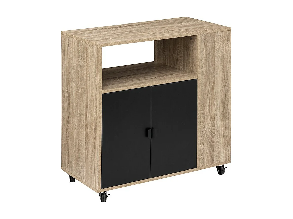 Desserte de Cuisine 2 Portes "Aliaj" 80cm Beige & Noir