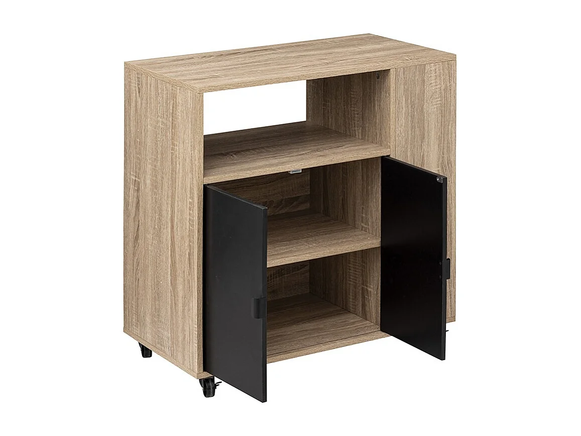 Desserte de Cuisine 2 Portes "Aliaj" 80cm Beige & Noir