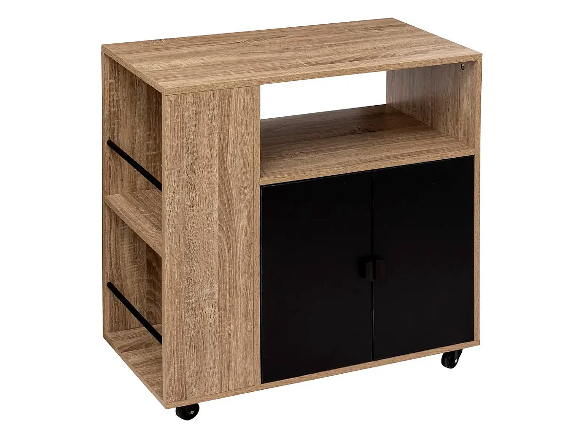 Desserte de Cuisine 2 Portes "Aliaj" 80cm Beige & Noir