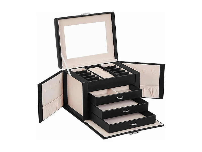 Boîte à bijoux coffre noire 22.5 x 17.5 x 16.5 cm 12_0002118