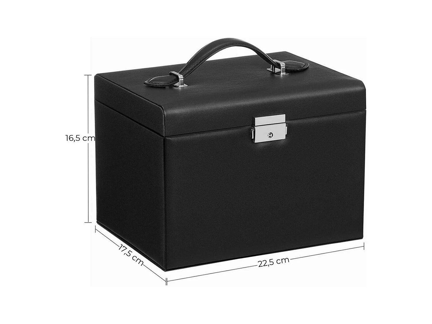 Boîte à bijoux coffre noire 22.5 x 17.5 x 16.5 cm 12_0002118