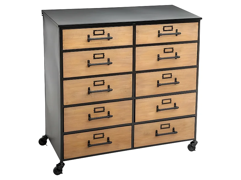 Commode Design 10 Tiroirs "Baris" 86cm Noir