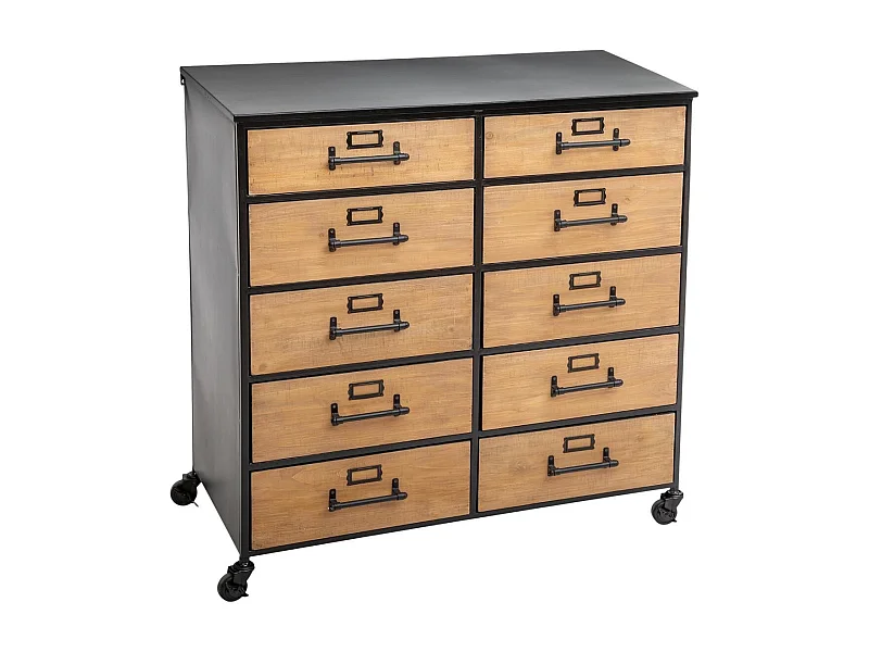 Commode Design 10 Tiroirs "Baris" 86cm Noir