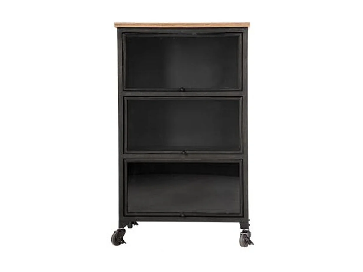 Meuble de Rangement 3 Tiroirs Industriel "Joris" 55cm Noir