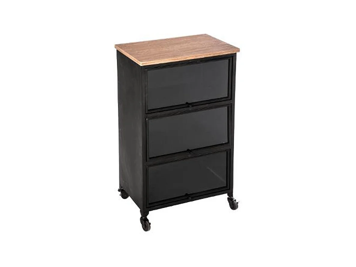 Meuble de Rangement 3 Tiroirs Industriel "Joris" 55cm Noir