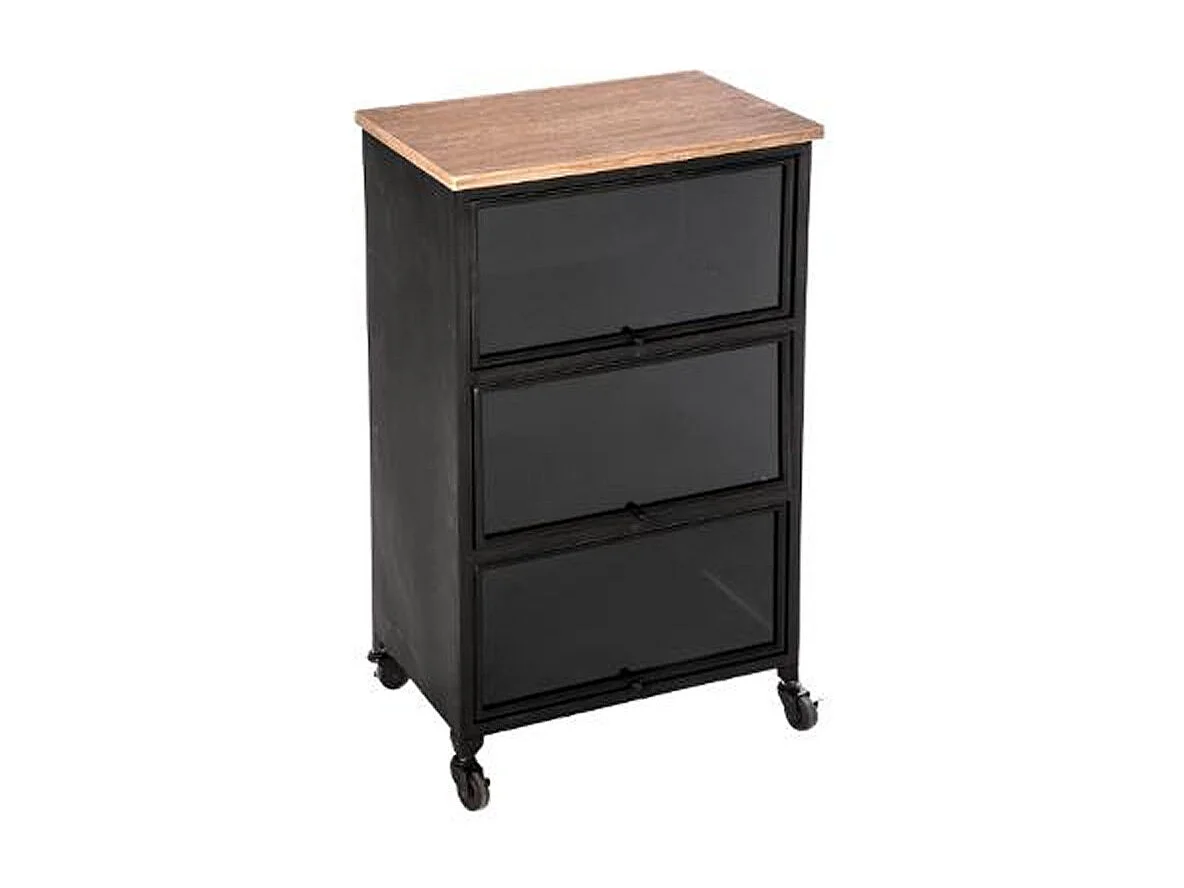 Meuble de Rangement 3 Tiroirs Industriel "Joris" 55cm Noir