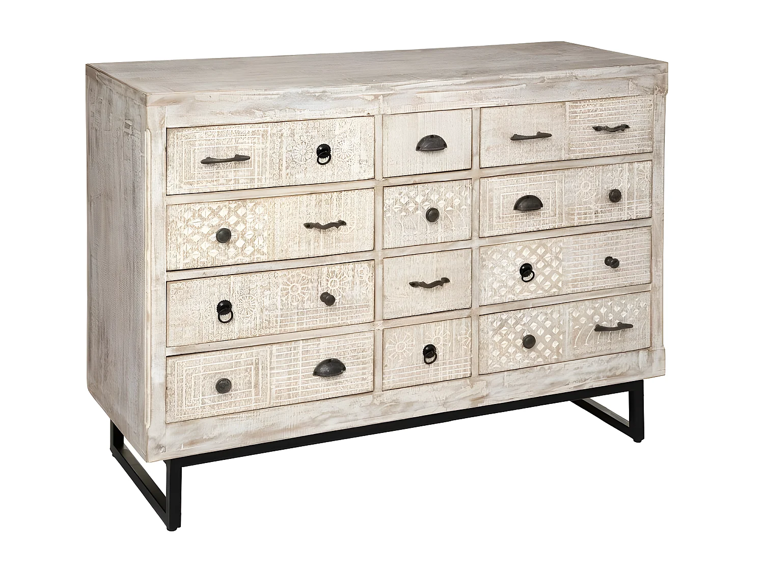 Commode Design 12 Tiroirs "Ajay" 126cm Naturel