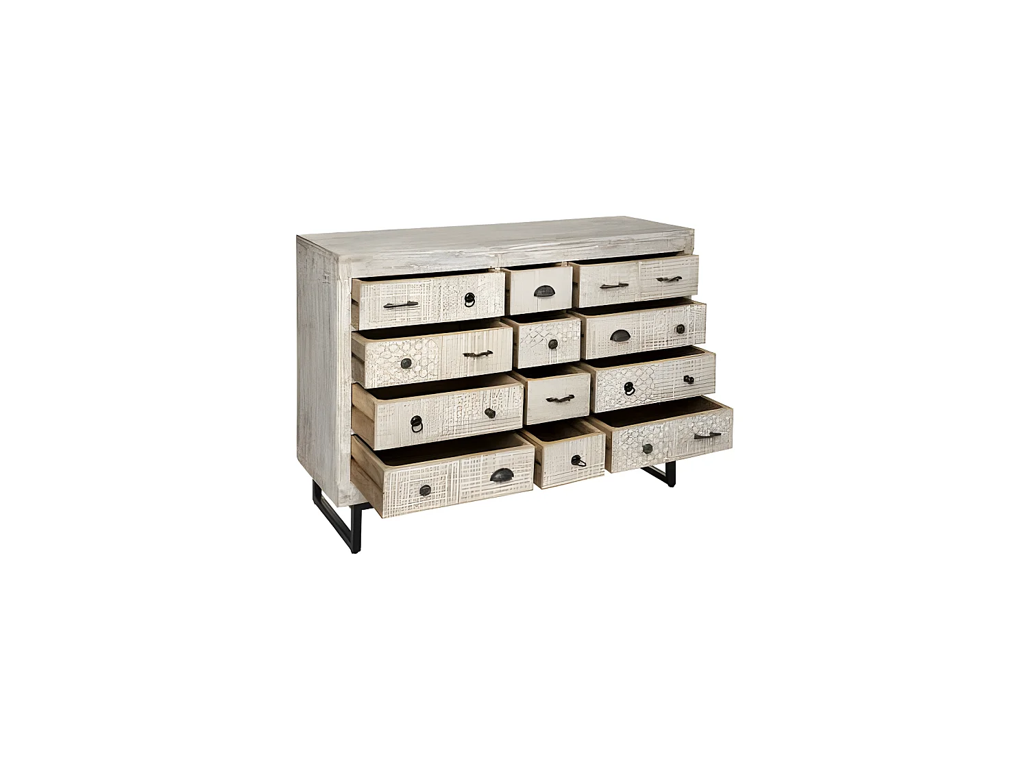 Commode Design 12 Tiroirs "Ajay" 126cm Naturel