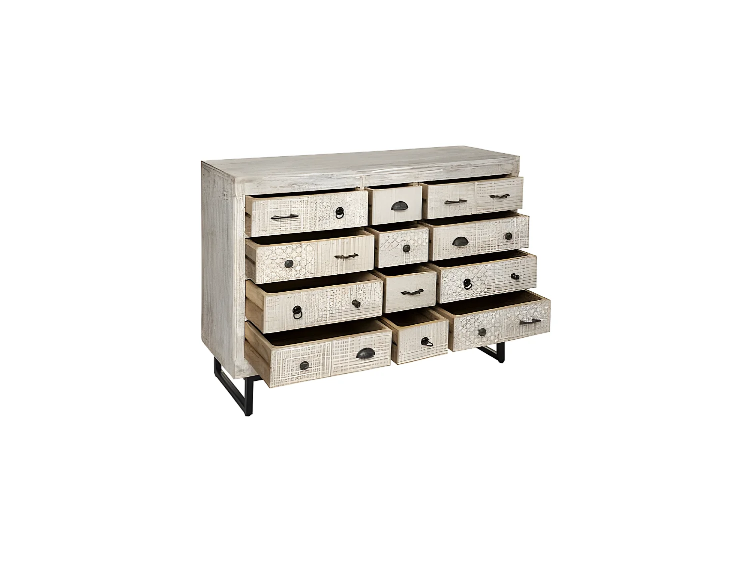 Commode Design 12 Tiroirs "Ajay" 126cm Naturel