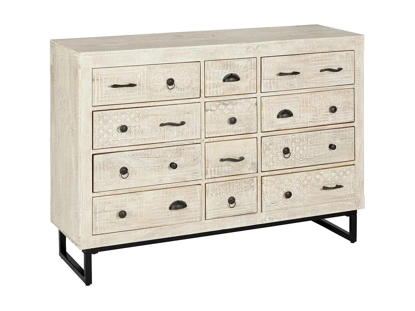 Commode Design 12 Tiroirs "Ajay" 126cm Naturel