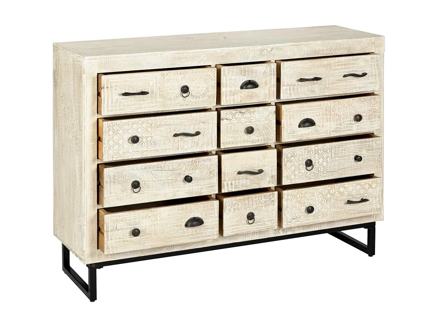 Commode Design 12 Tiroirs "Ajay" 126cm Naturel