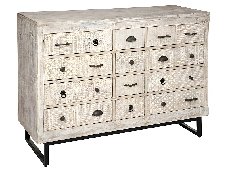 Commode Design 12 Tiroirs "Ajay" 126cm Naturel