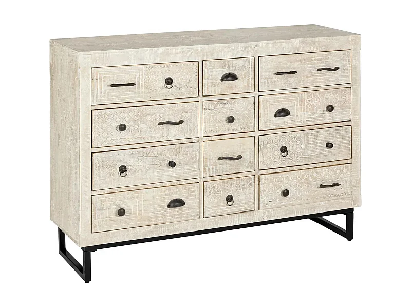 Commode Design 12 Tiroirs "Ajay" 126cm Naturel