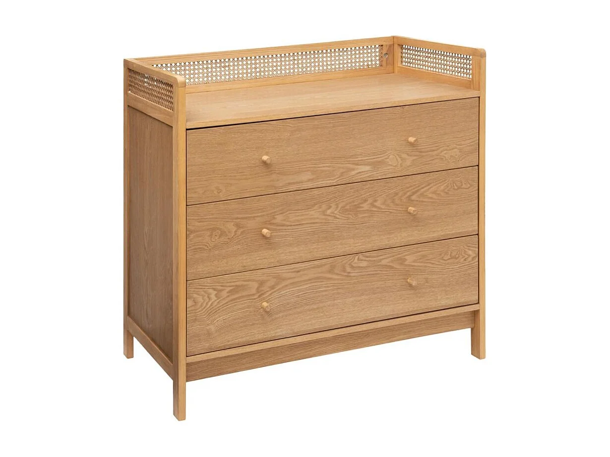 Commode 3 Tiroirs en Bois "Arty" 90cm Naturel