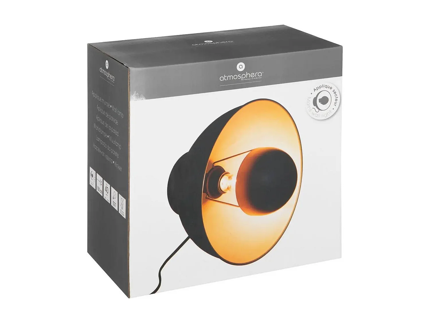 Applique murale  en métal noir et doré  D 29 cm