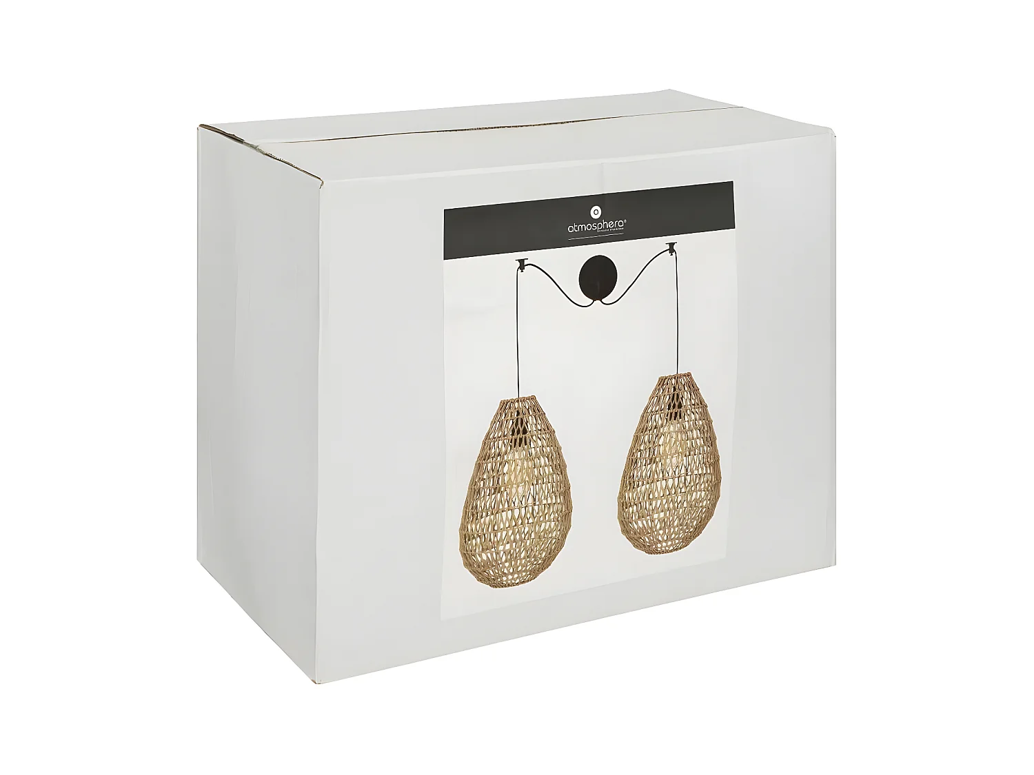 Luminaire Suspension 2 Lampes en métal et corde Beige