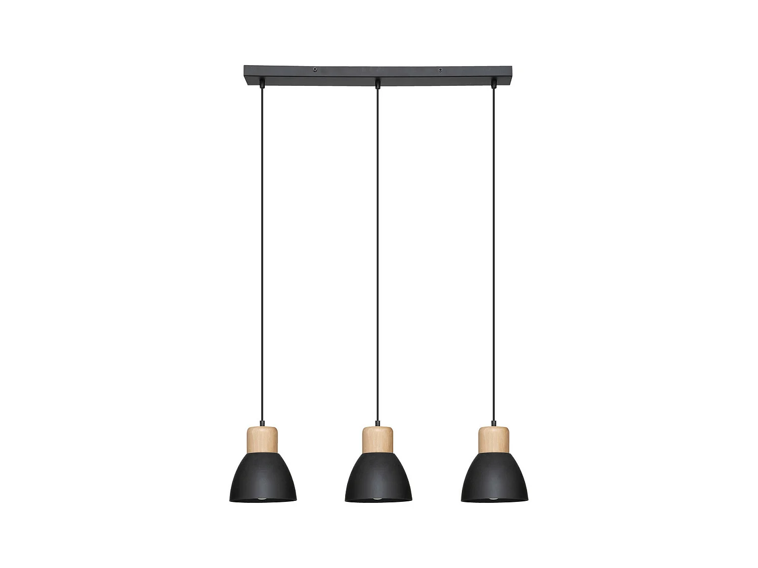 Luminaire Suspension 3 Lampes en métal Noir H 100 cm