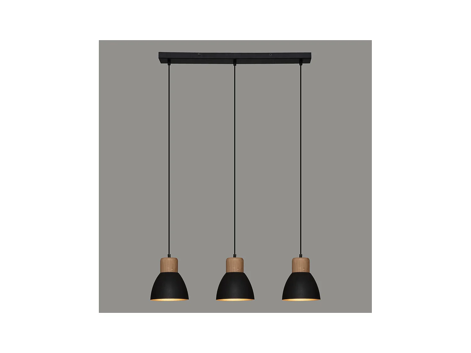 Luminaire Suspension 3 Lampes en métal Noir H 100 cm