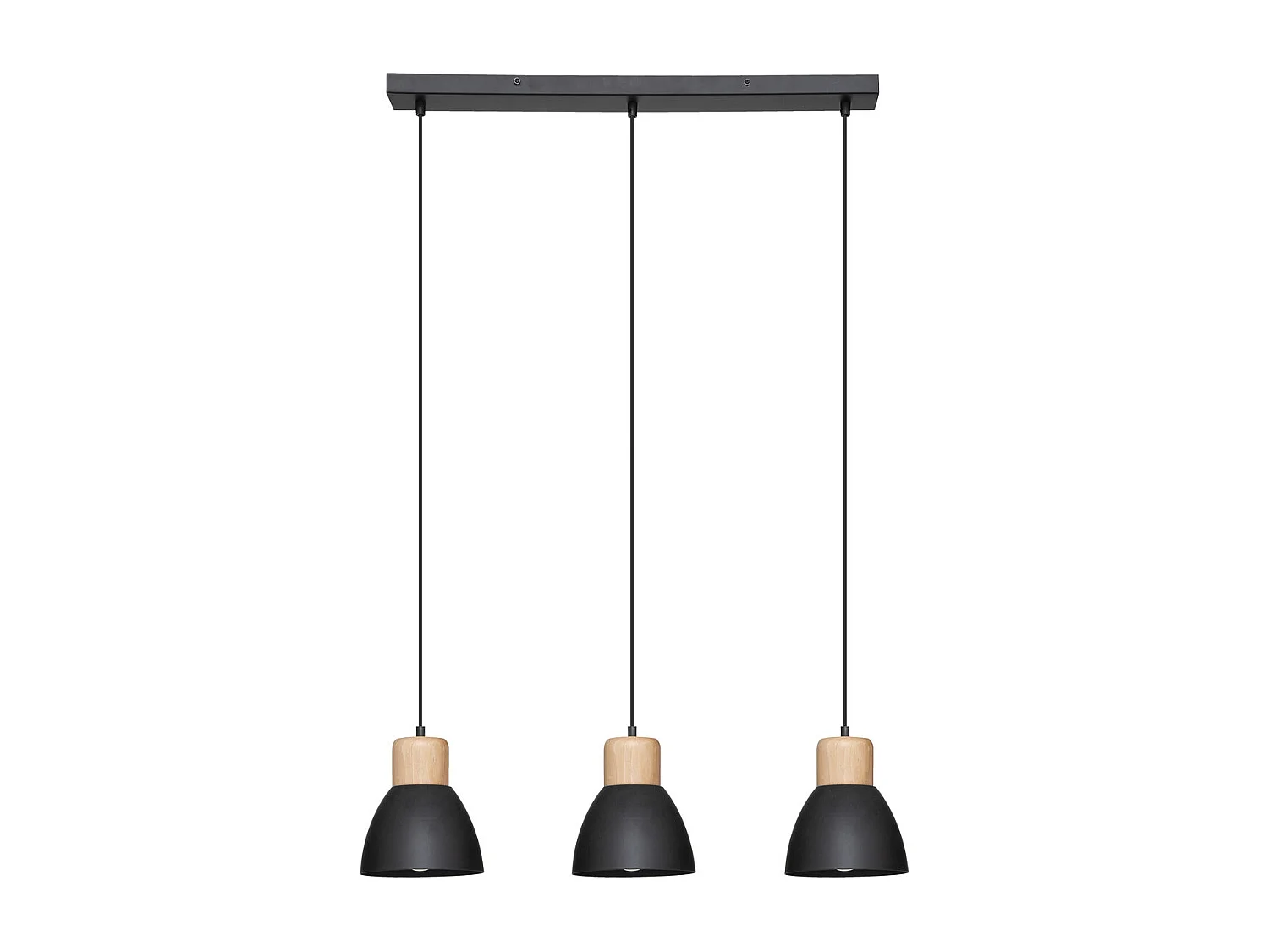 Luminaire Suspension 3 Lampes en métal Noir H 100 cm