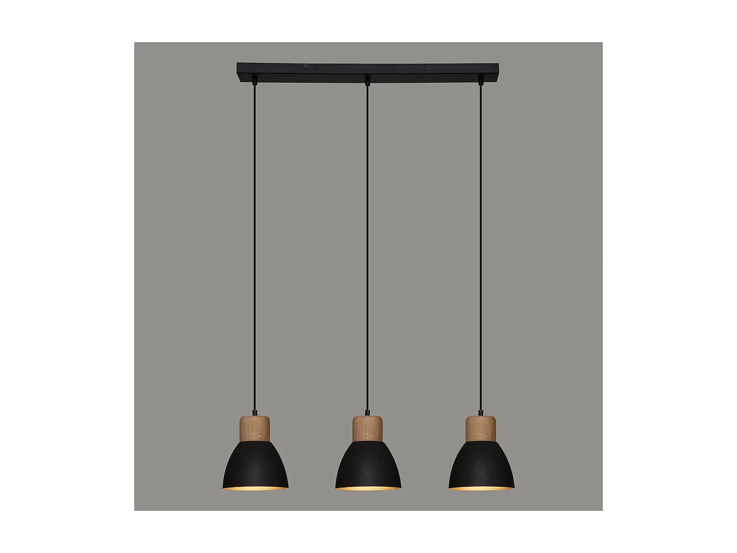 Luminaire Suspension 3 Lampes en métal Noir H 100 cm