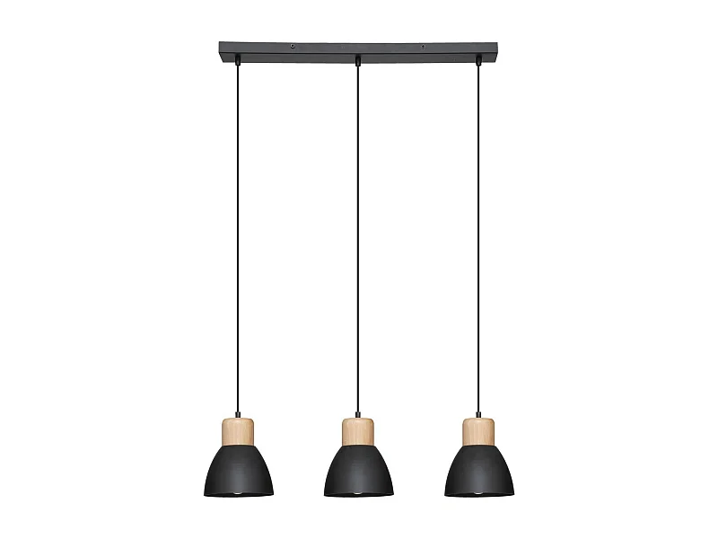 Luminaire Suspension 3 Lampes en métal Noir H 100 cm