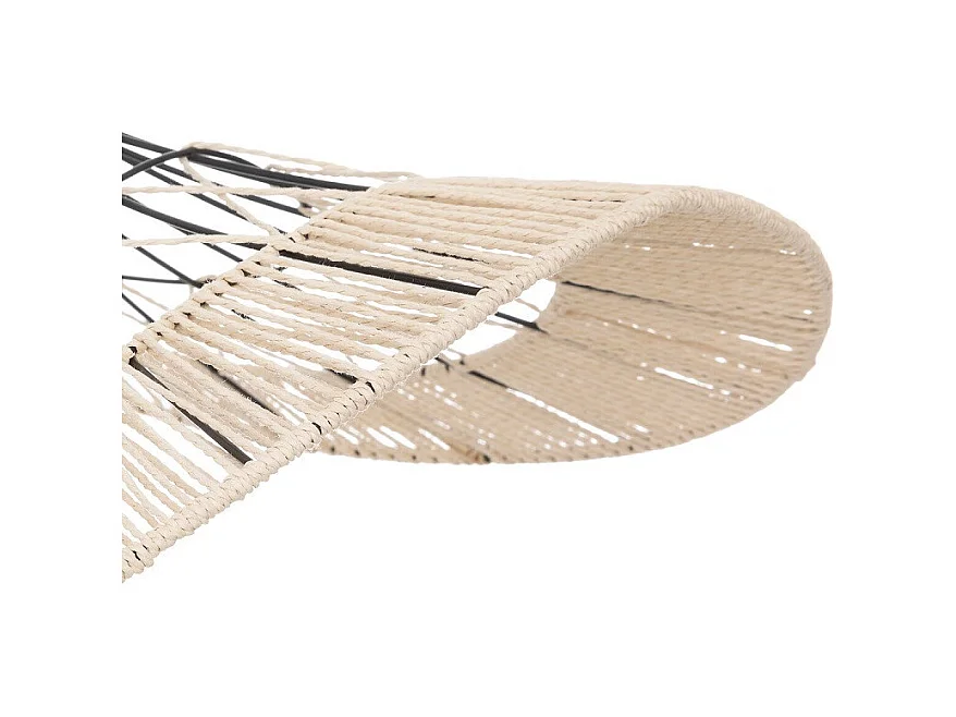 Luminaire Suspension en métal Noir et corde Beige L 75 cm