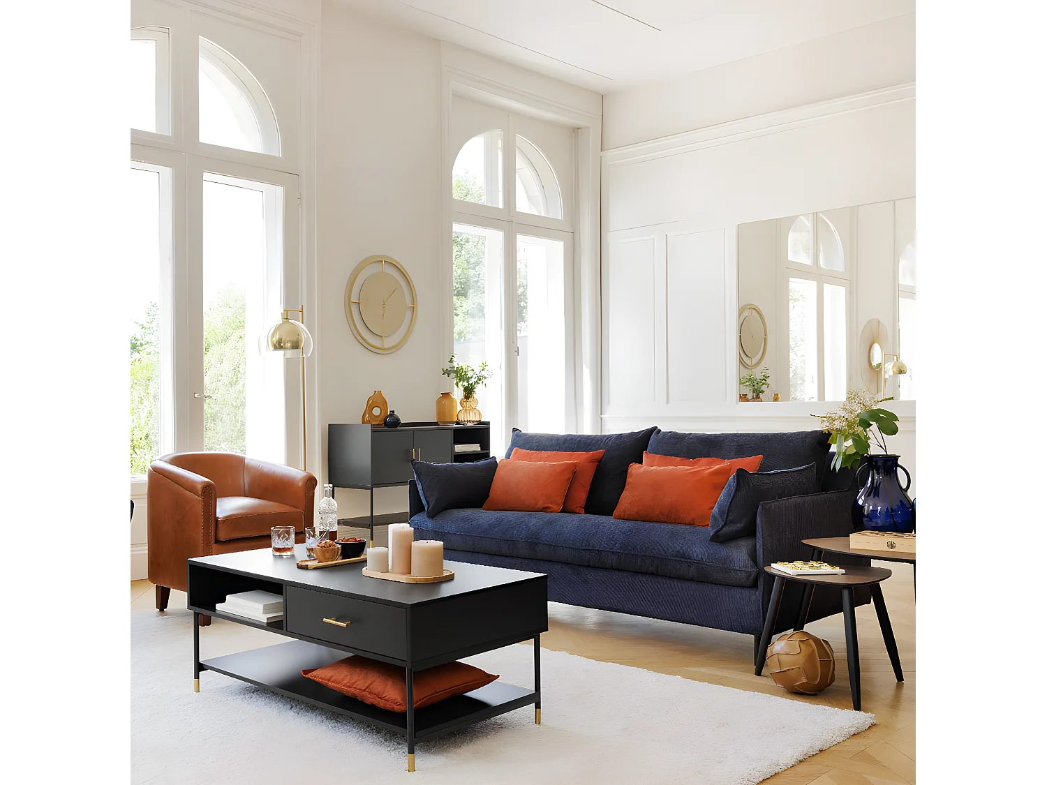 Lampadaire en métal Doré et Verre H 157 cm