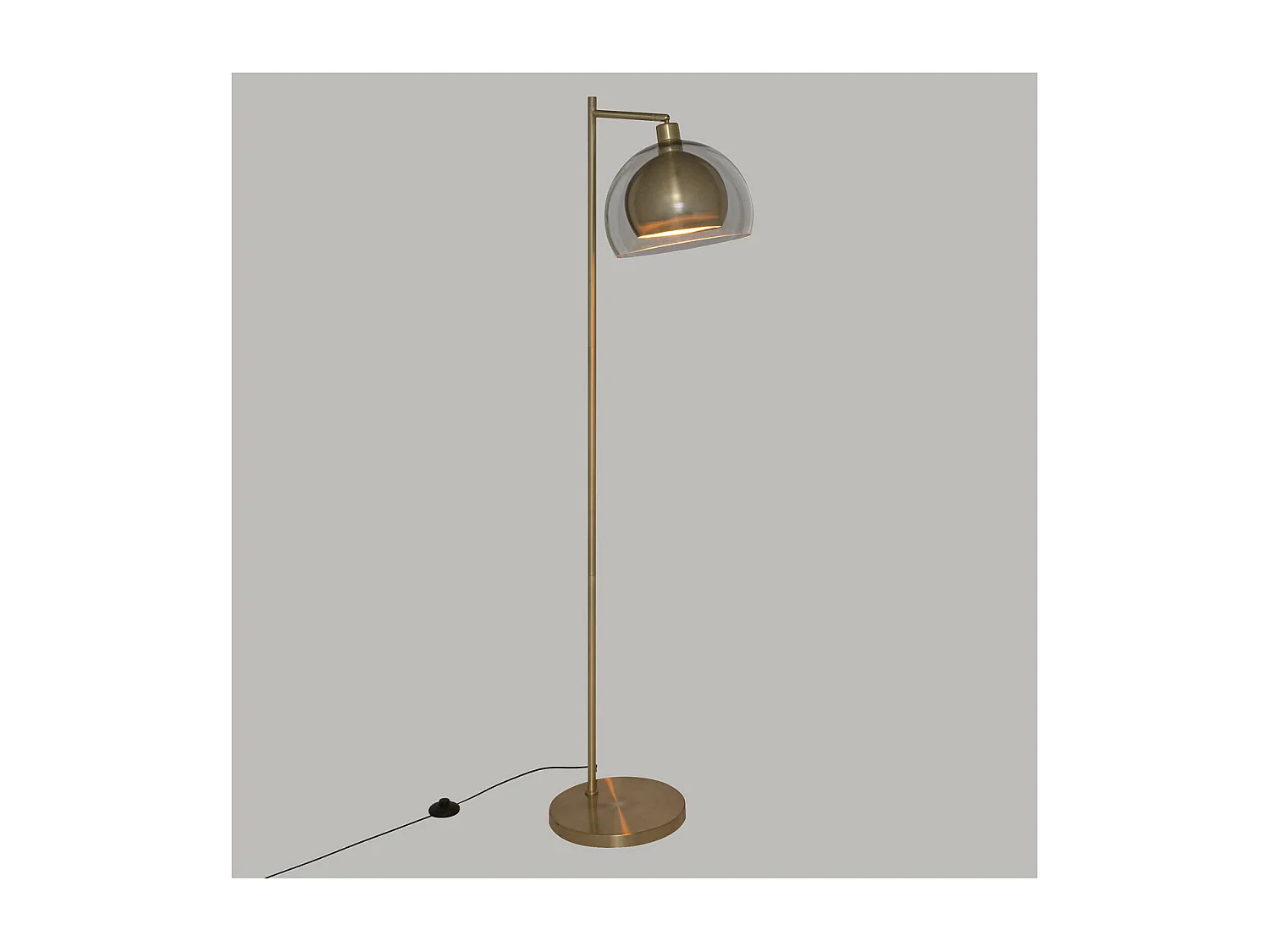 Lampadaire en métal Doré et Verre H 157 cm
