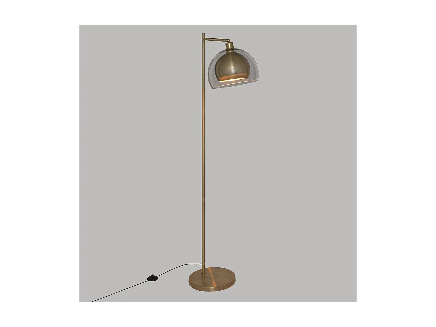 Lampadaire en métal Doré et Verre H 157 cm
