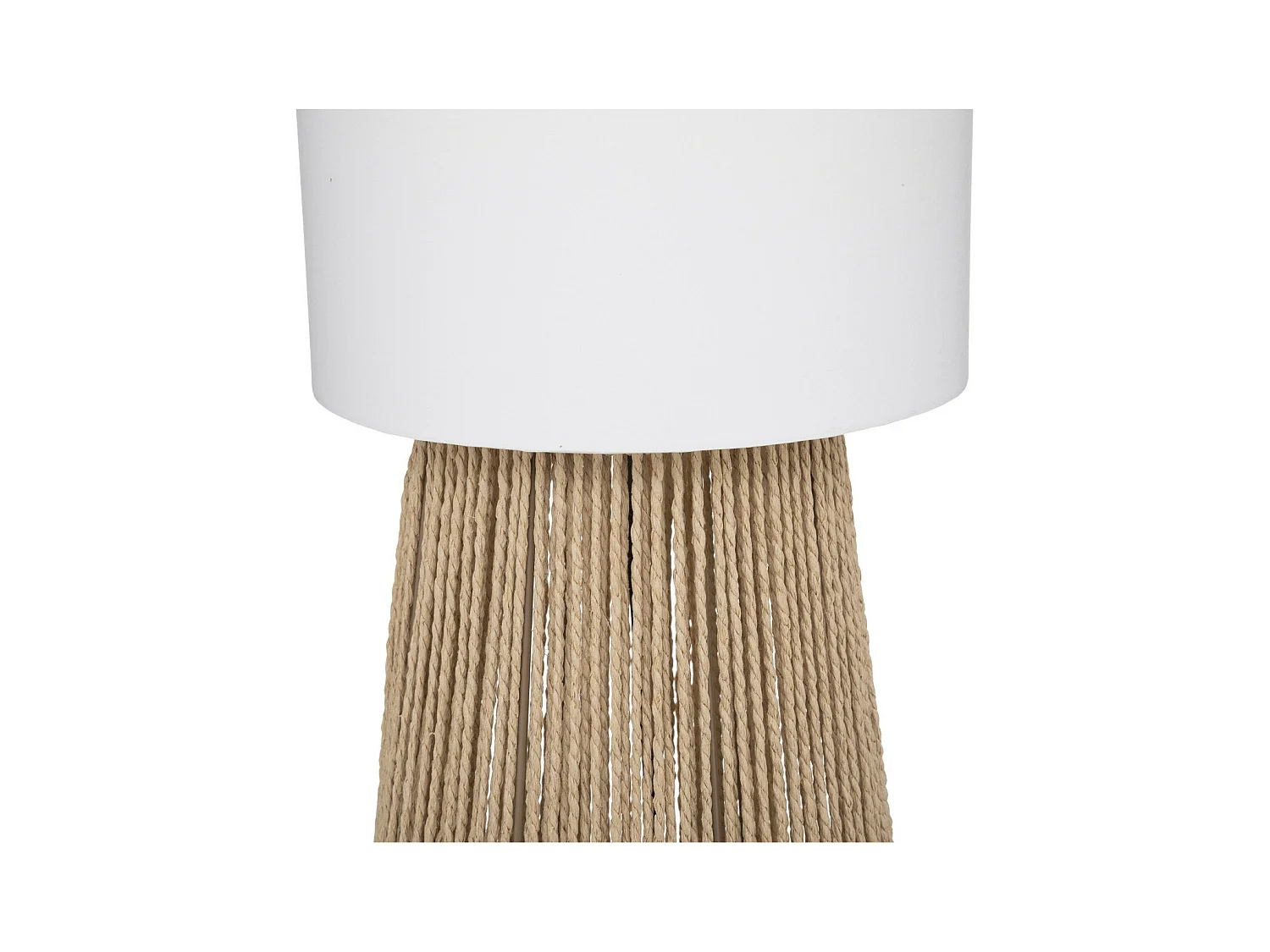 Lampadaire en corde Beige et Abat-jour Blanc H 130 cm
