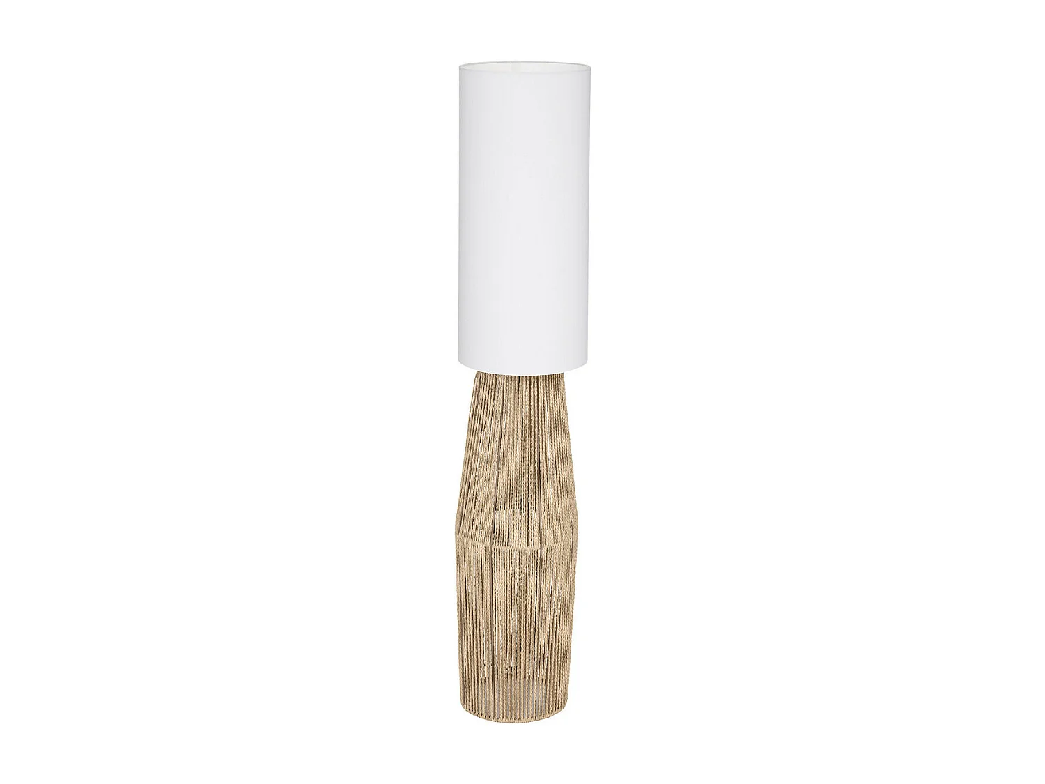 Lampadaire en corde Beige et Abat-jour Blanc H 130 cm