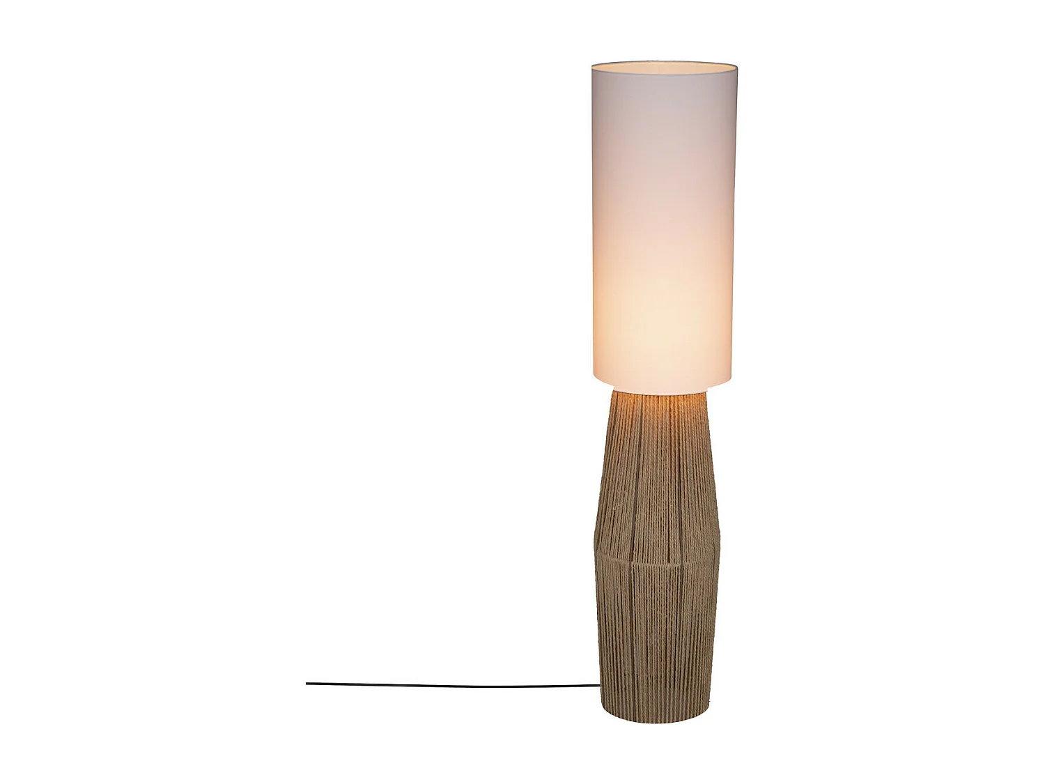 Lampadaire en corde Beige et Abat-jour Blanc H 130 cm