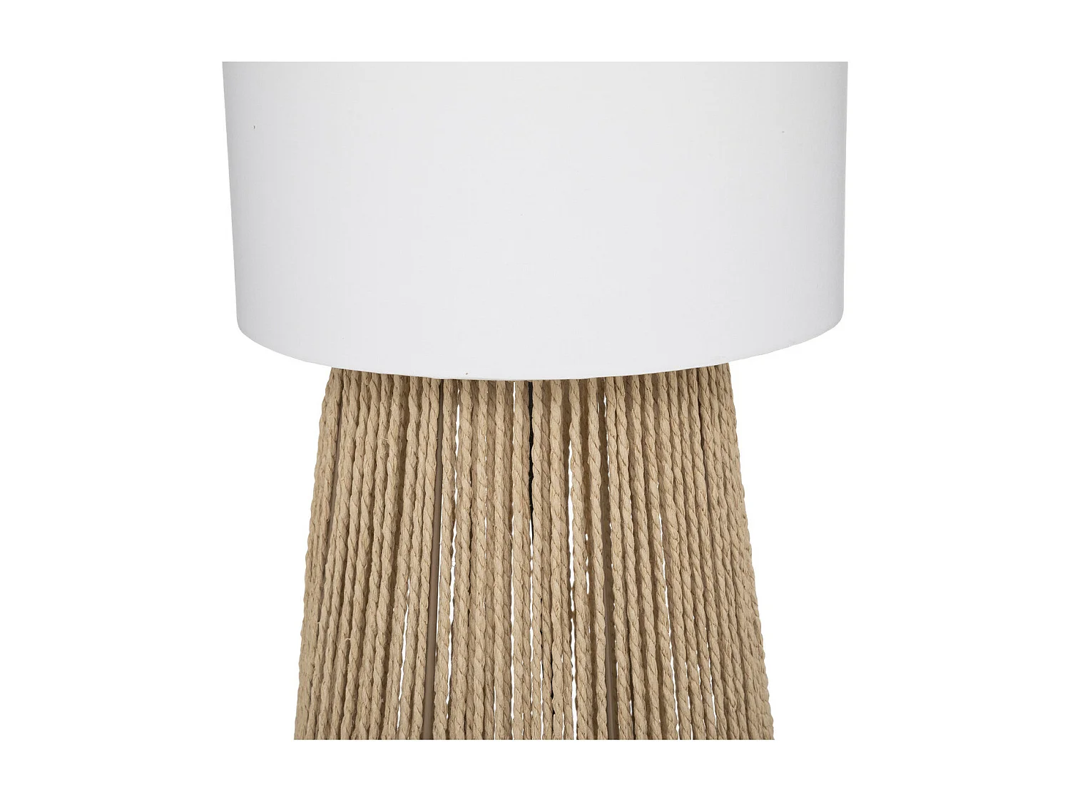 Lampadaire en corde Beige et Abat-jour Blanc H 130 cm