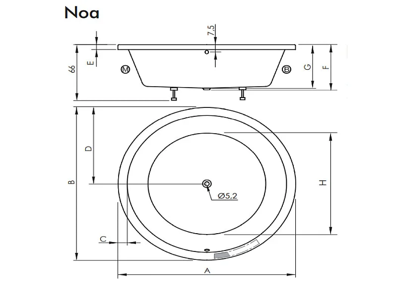 Baignoire balnéo ronde NOA blanche Ø 190 cm - Tablier inclus Élégance