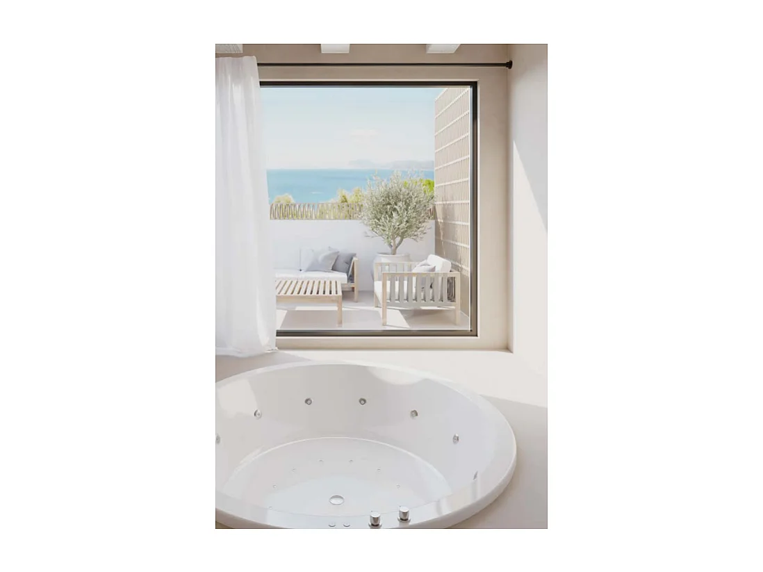 Baignoire balnéo ronde NOA blanche Ø 160 cm - Tablier non inclus DS Confort