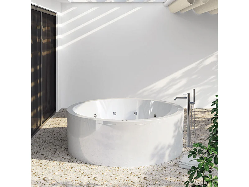 Baignoire balnéo ronde NOA blanche Ø 180 cm - Tablier non inclus DS Confort