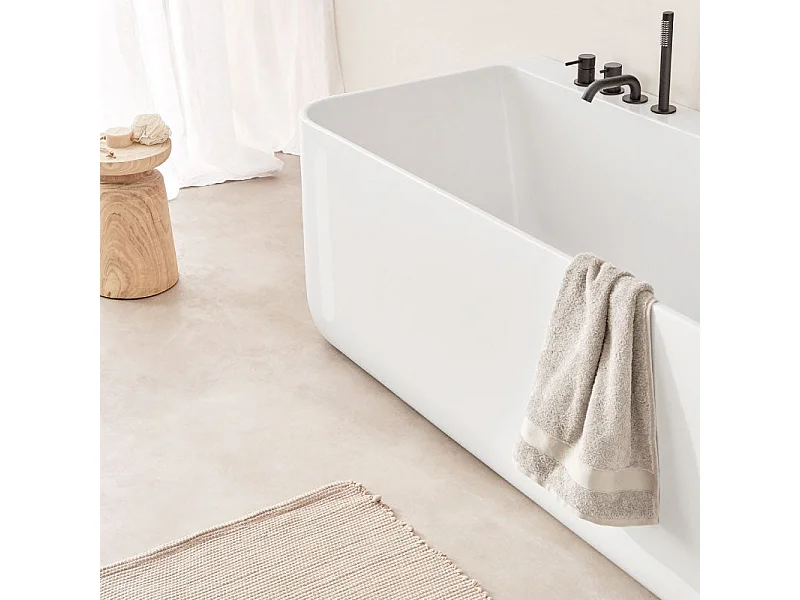Baignoire design semi-îlot rectangulaire TRENTO MURO blanche 175 cm  Sans option