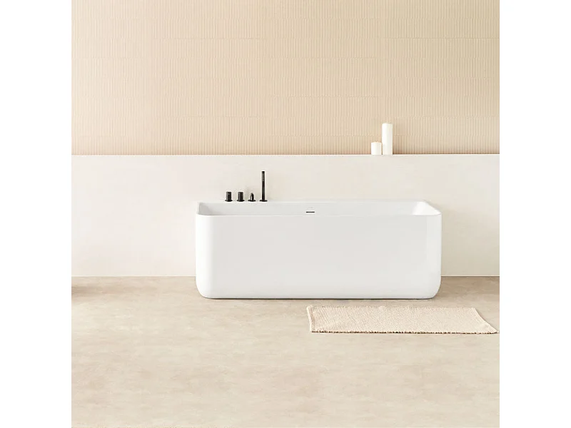 Baignoire design semi-îlot rectangulaire TRENTO MURO blanche 175 cm  Sans option