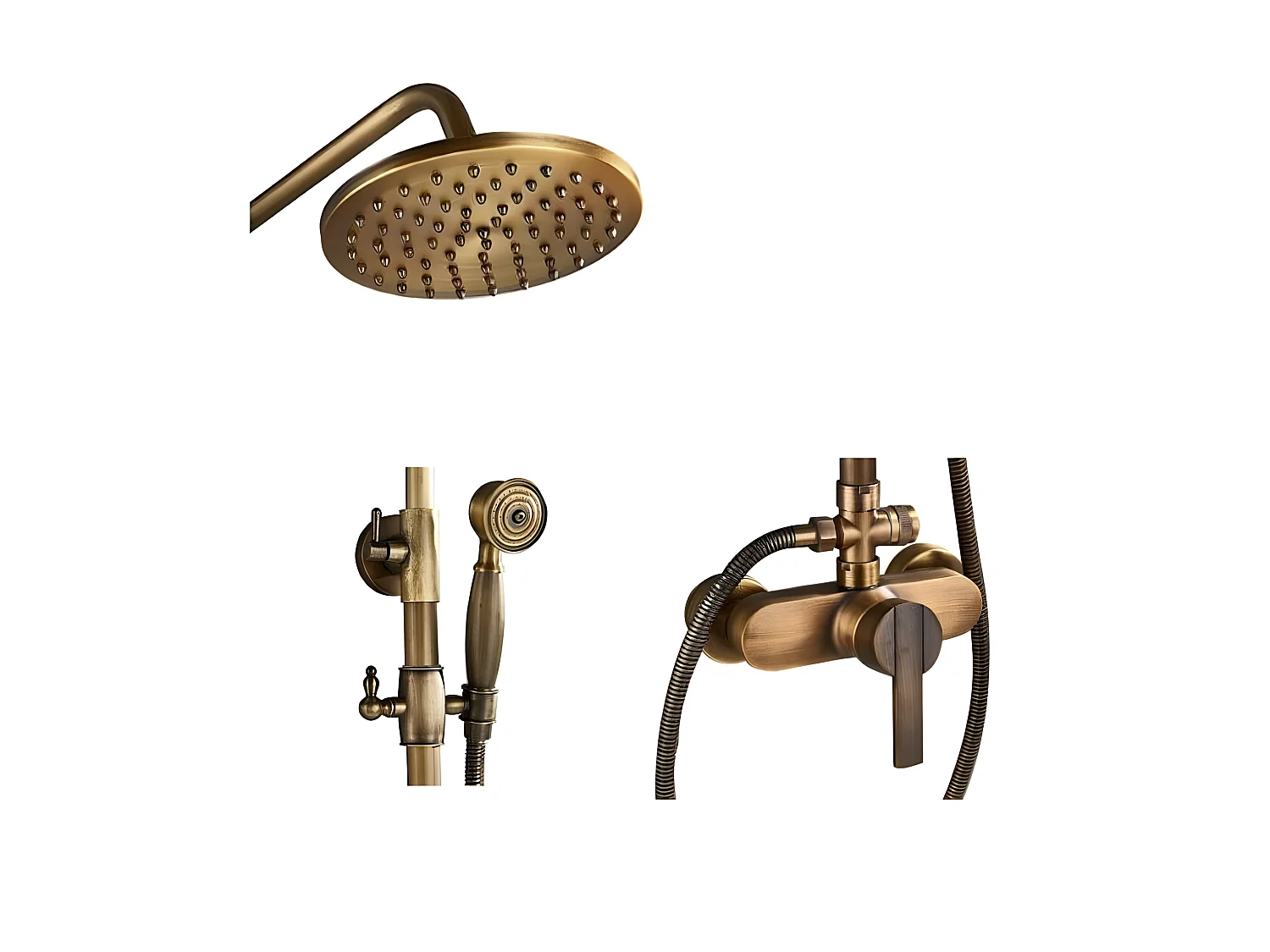 Columna de ducha monomando retro SENISE dorado envejecido