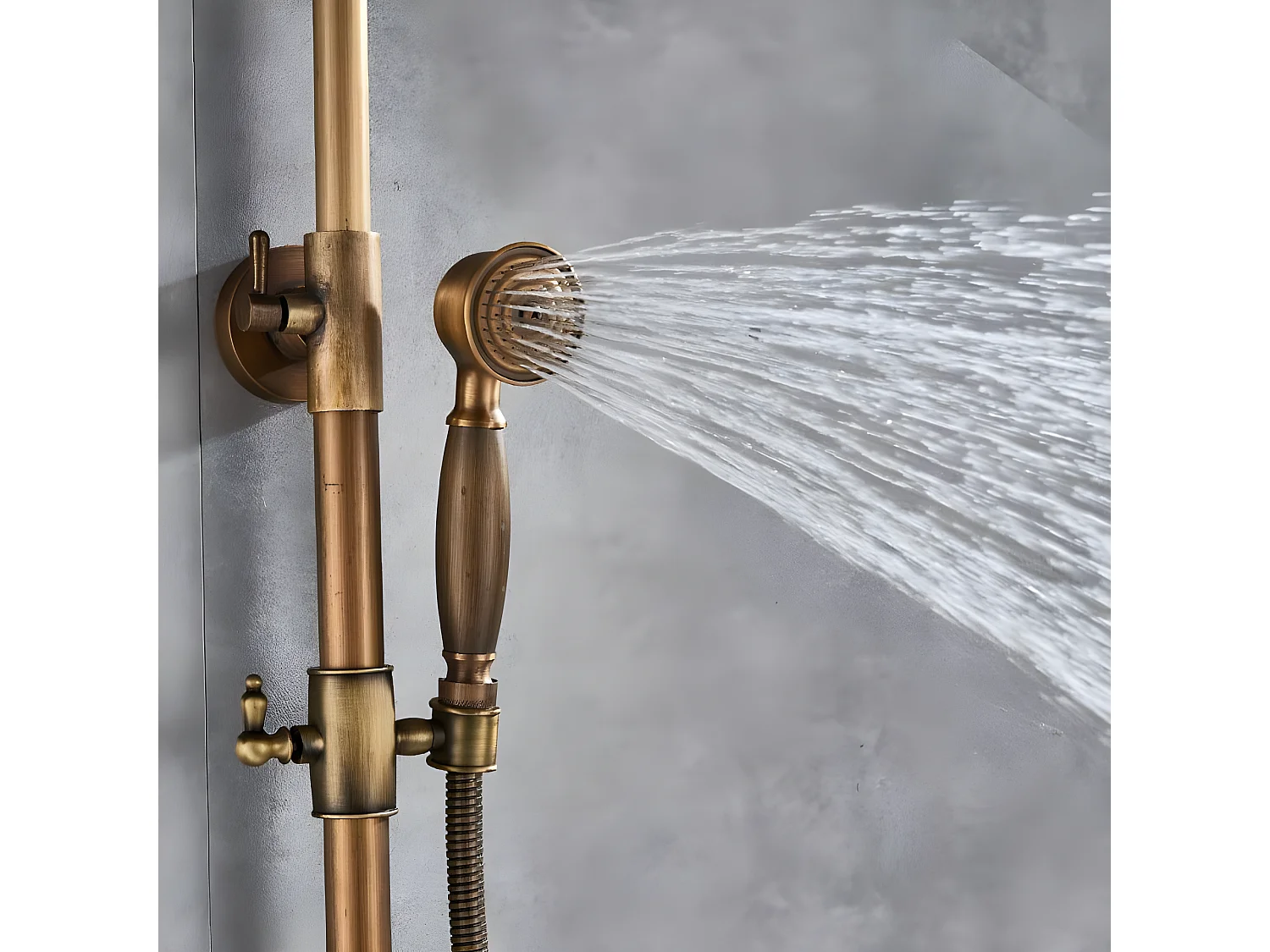 Columna de ducha monomando retro SENISE dorado envejecido