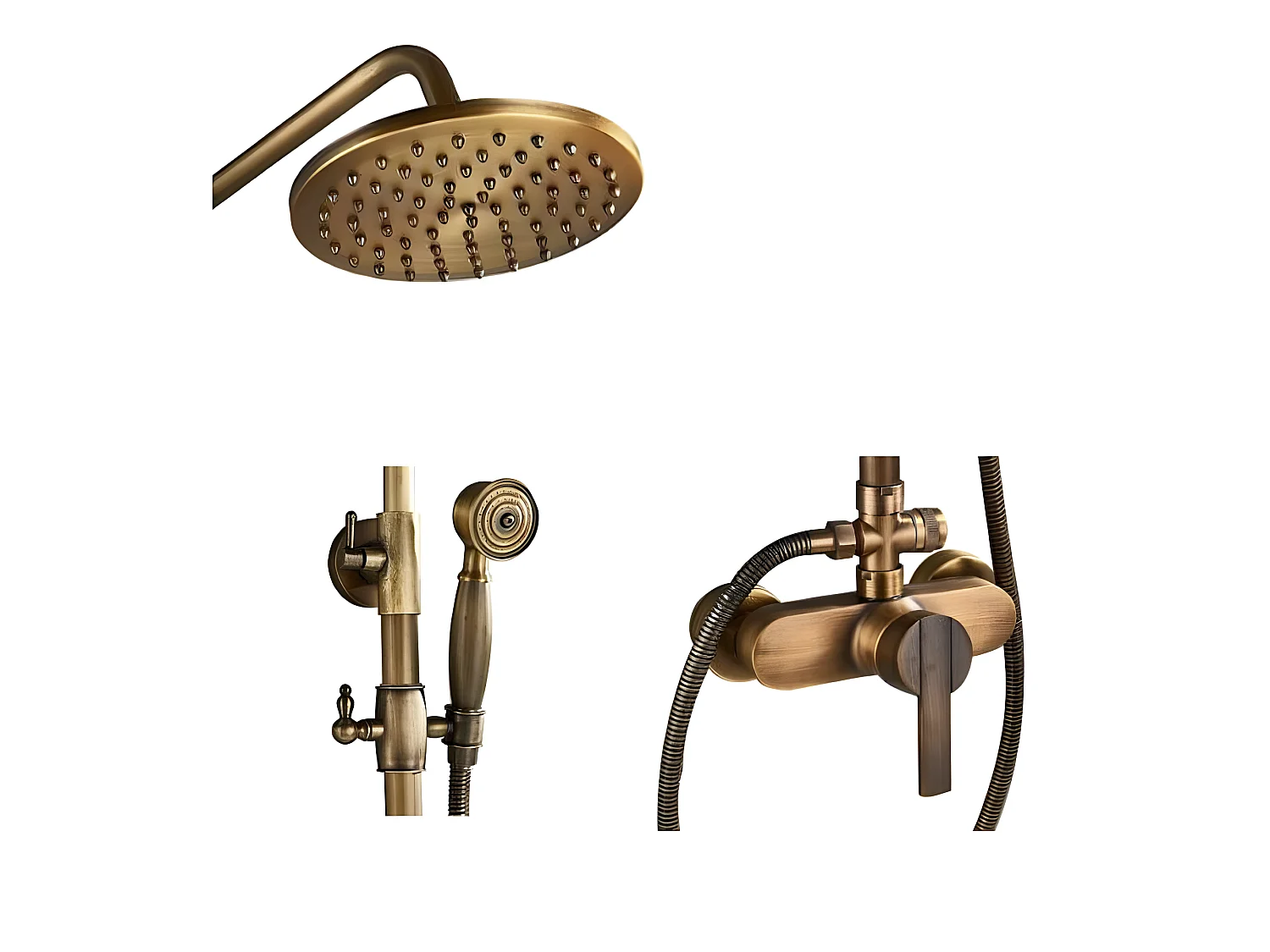 Columna de ducha monomando retro SENISE dorado envejecido