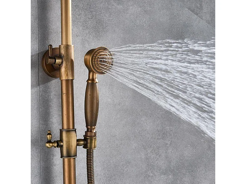 Columna de ducha monomando retro SENISE dorado envejecido